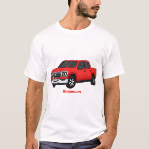 Söt illustration av röd pickup i tecknad stil t shirt