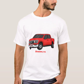 Söt illustration av röd pickup i tecknad stil t shirt