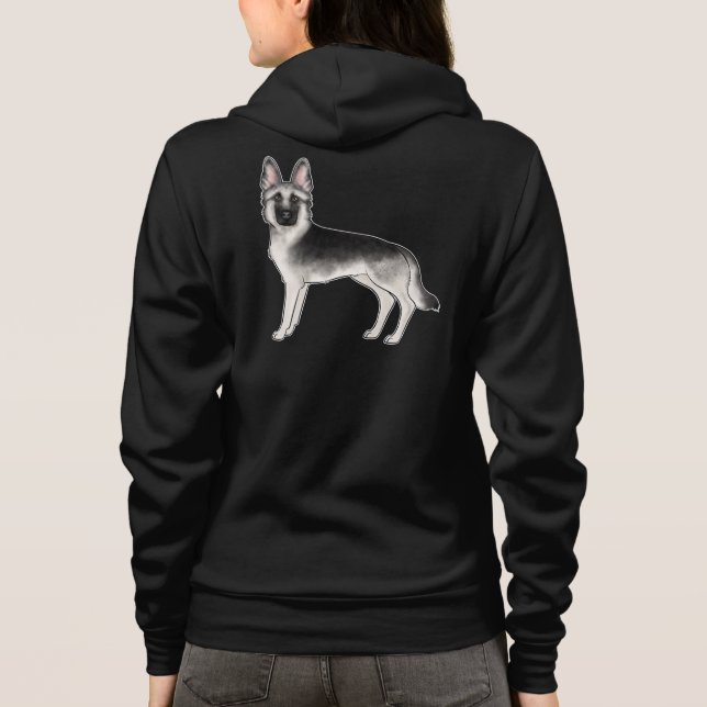 Söt illustration av silver sable tysk schäferhund t shirt (Baksida)
