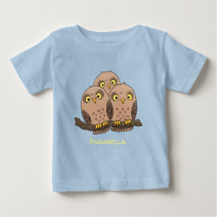 Söt illustration av tre bebis ugglor i tecknad sti t shirt