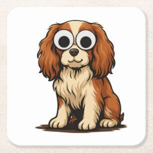 Söt illustration av valp med googly-ögon underlägg papper kvadrat