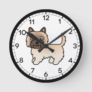 Söt illustration av Wheaten Cairn Terrier-hund Rund Klocka