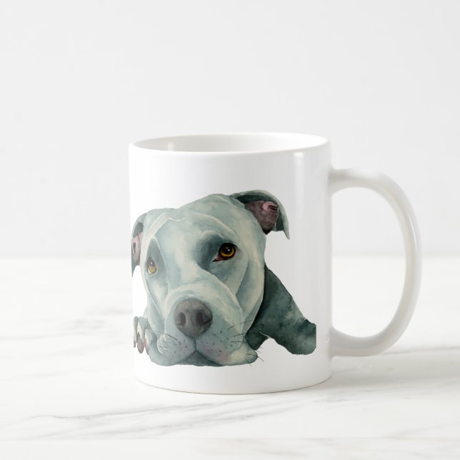Söt illustration för vattenfärg för groptjurhund kaffemugg (Höger)