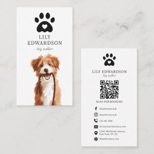 Söt illustration Husdjurs Hundpromenerare Fotavtry Visitkort