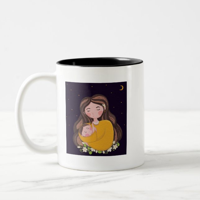 Söt illustration om moderskap - mugg (Vänster)