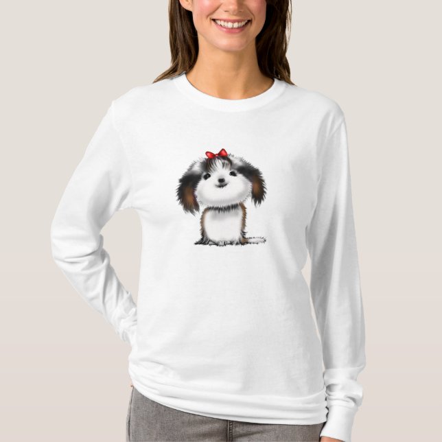 Söt Illustrerad Shih Tzu Valp Tröja (Framsida)