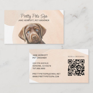 Söt illustrerad valp husdjur groomer hund spa visitkort