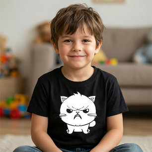 Söt Ilsken väsande katt Linje Konst Illustration T Shirt