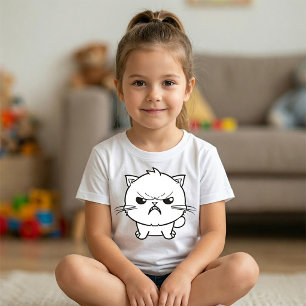Söt Ilsken väsande katt Linje Konst Illustration T Shirt