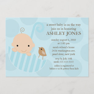 Söt inbjudan för baby shower för babyparaplypojke