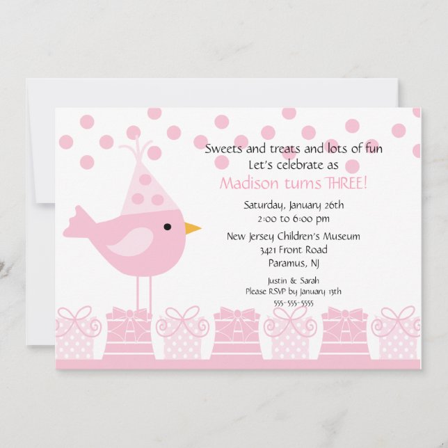 Söt inbjudan för festpippifödelsedag (Framsida)