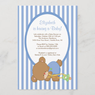 Söt inbjudan för nallepojkebaby shower