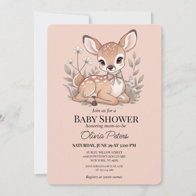 Söt inbjudan till baby shower för flicka (Framsida)