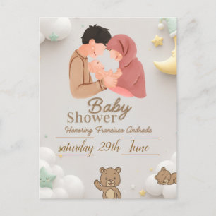 Söt inbjudan till baby shower för par med teddy