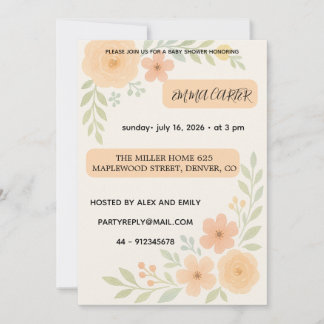 Söt inbjudan till baby shower med blommor