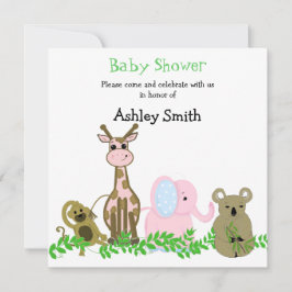 Söt inbjudan till baby shower med djur från djurpa