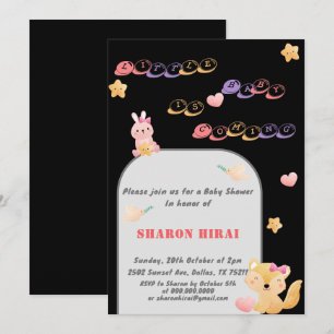Söt inbjudan till baby shower - Svart