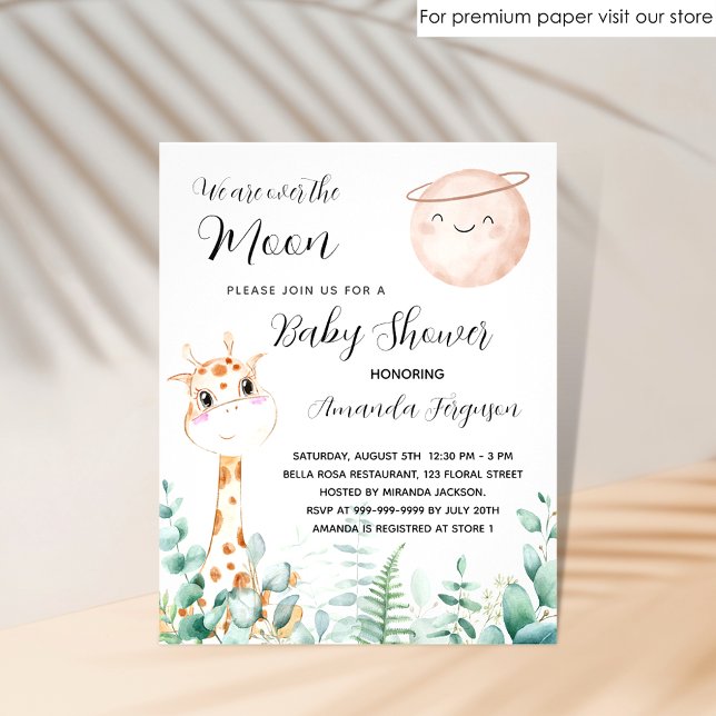 Söt inbjudan till babyskaren måne giraffe (Skapare uppladdad)