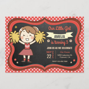 Söt inbjudan till cheerleader-flickas födelsedagsf