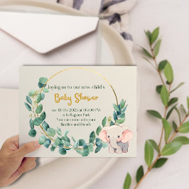 Söt inbjudan till Elephant Calyptus Baby Shower