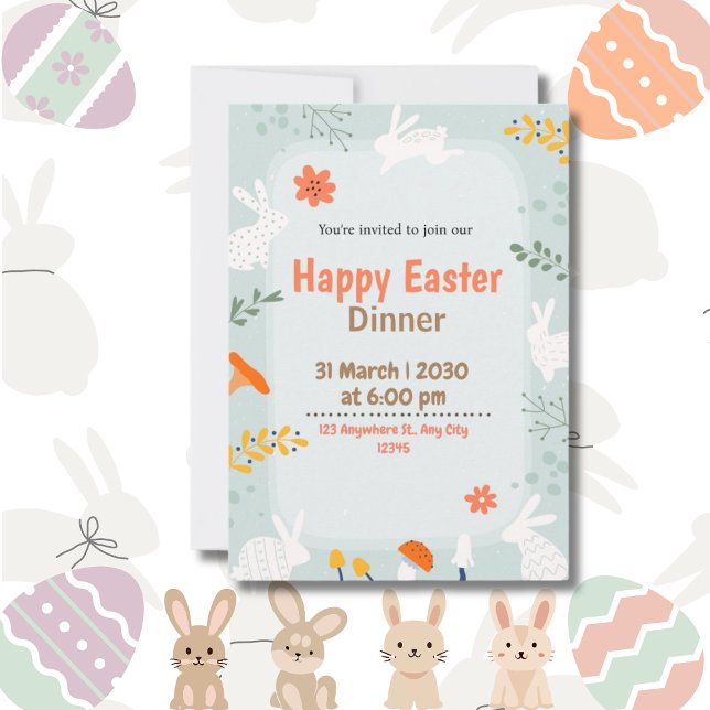 Söt inbjudan till Glad påsk-middagen (Happy Easter Dinner cute Invitation)