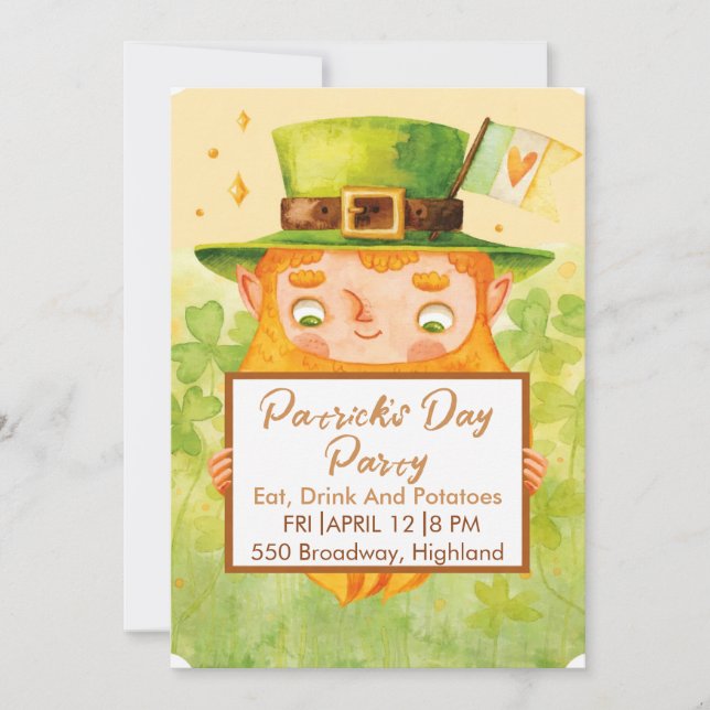 Söt inbjudan till St. Patrick's Day-fest (Framsida)