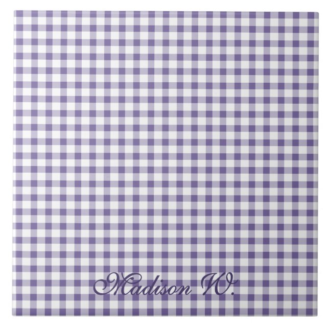 Söt indigo-gingham-mönster kakelplatta (Framsidan)