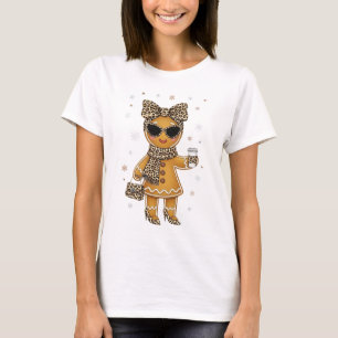 Söt ingefärsjul Leopard Kakor Älskare T Shirt