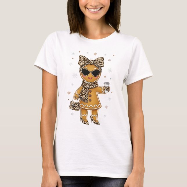 Söt ingefärsjul Leopard Kakor Älskare T Shirt (Framsida)