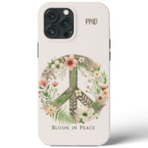 Söt Initialer Retro "Bloom in Peace"-Fredsteckenet