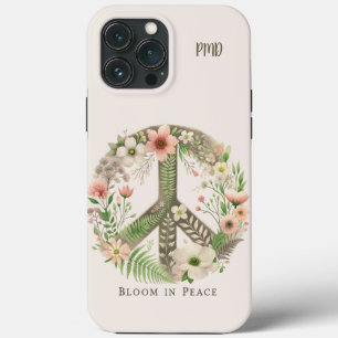 Söt Initialer Retro "Bloom in Peace"-Fredsteckenet