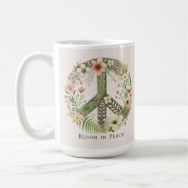 Söt Initialer Retro "Bloom in Peace"-Fredsteckenet Kaffemugg