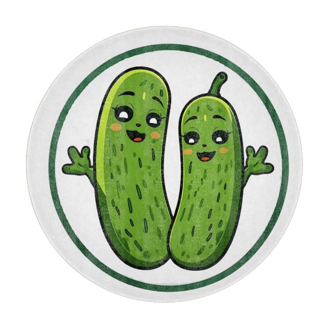 Söt inlagd gurka-par Funny Kawaii Gurkor  (Framsidan)