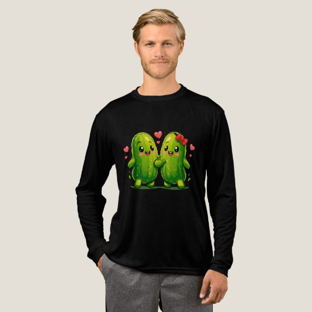 Söt inlagd gurka-par rolig Kawaii-gurka T-shirt fö (Hel framsida)