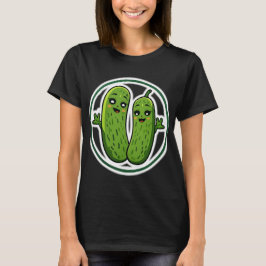 Söt inlagd gurka-par rolig Kawaii-gurka T-shirt fö