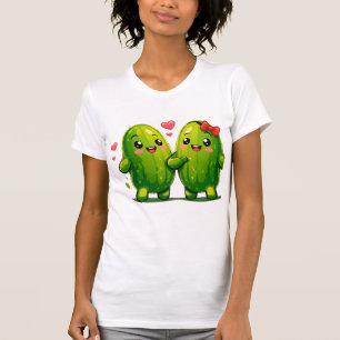 Söt inlagd gurka-par rolig Kawaii-gurka T-shirt fö