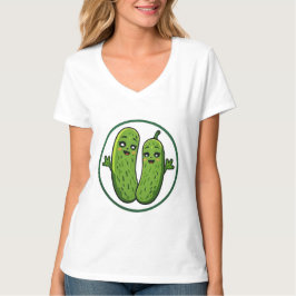 Söt inlagd gurka-par rolig Kawaii-gurkor T-shirt f