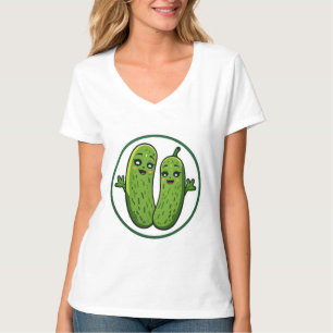 Söt inlagd gurka-par rolig Kawaii-gurkor T-shirt f