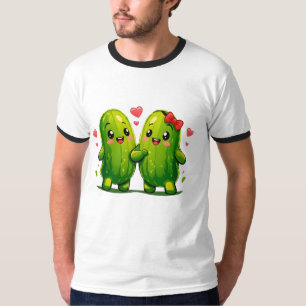 Söt inlagd gurka-par rolig Kawaii-gurkor T-shirt f