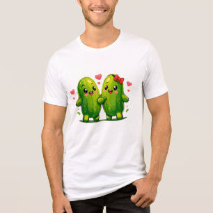 Söt inlagd gurka-par rolig Kawaii Gurkor T-Shirt f
