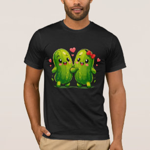 Söt inlagd gurka-par rolig Kawaii-gurkor T-shirt f