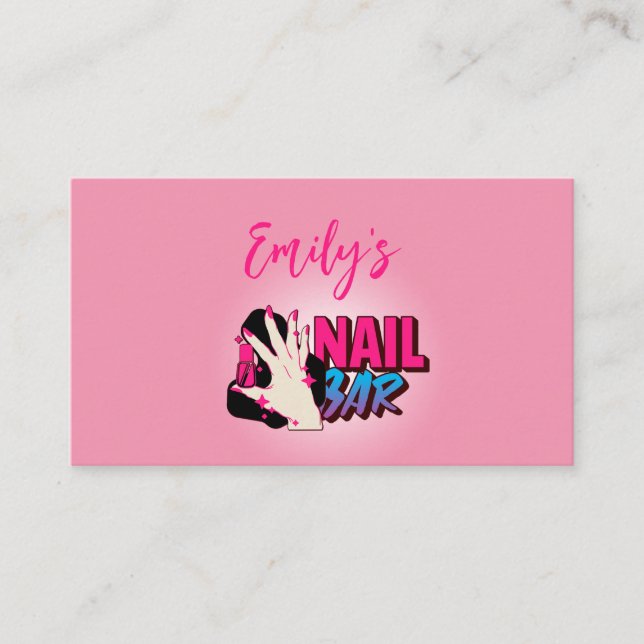 Söt inom Rosa: Nail Artist Business Visitkort (Framsida)