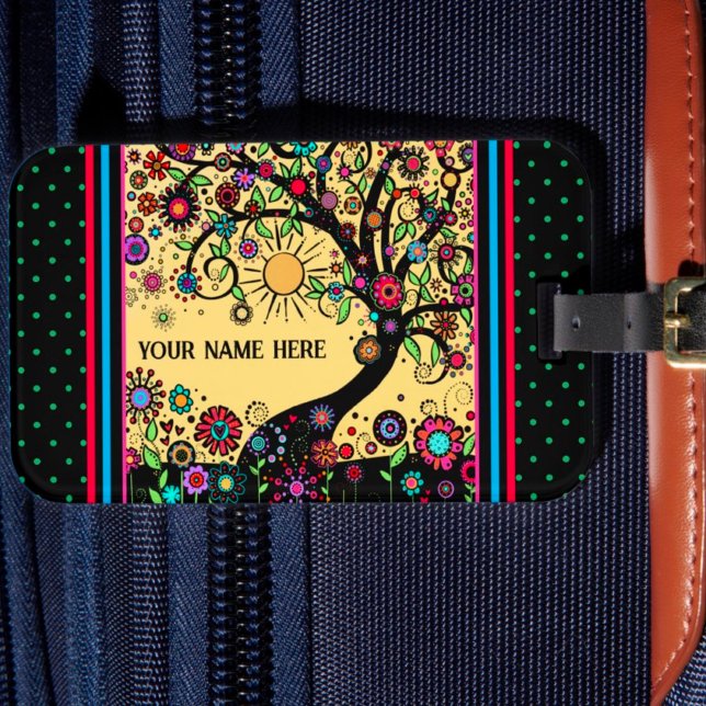 Söt Inspiritivity Roligt Blommigt Träd Anpassad Bagagebricka (Skapare uppladdad)