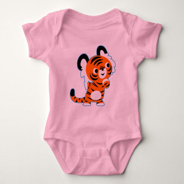 Söt intresserad seriefigur tiger babykläder tee shirt (Framsida)