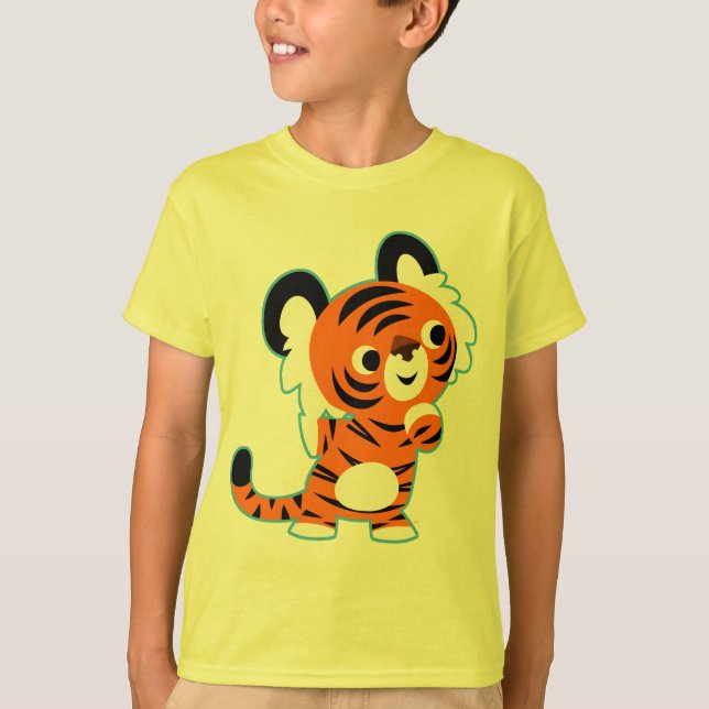 Söt intresserad seriefigur Tiger Barn T-Shirt (Framsida)
