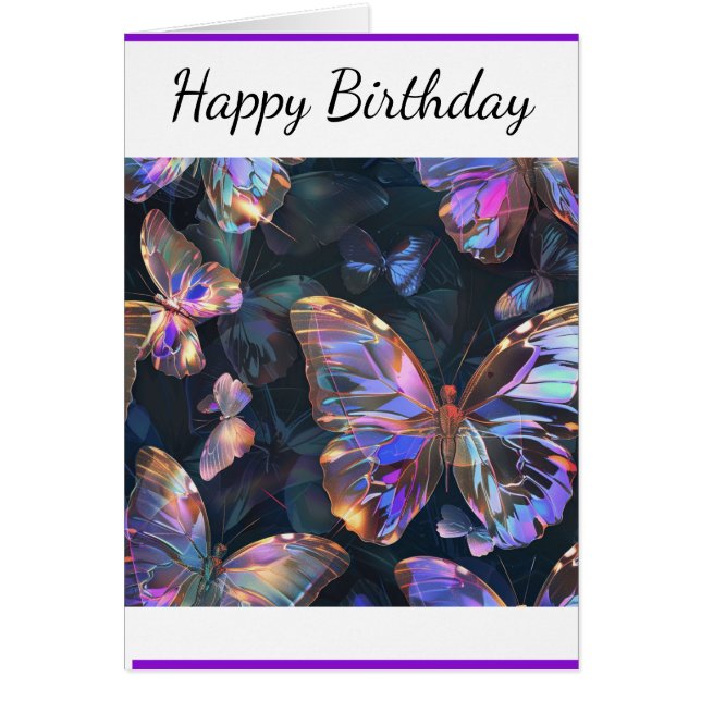 Söt Iridescent Butterflies Greeting Card Lila Hälsningskort (Framsidan)