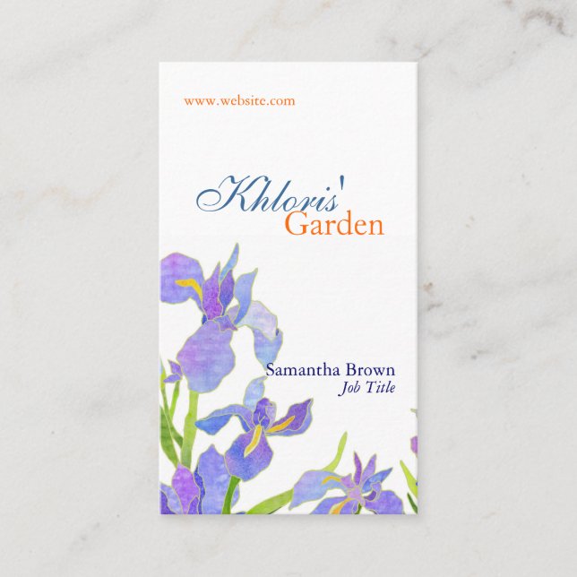 Söt Iris Professionell Florist Visitkort (Framsida)