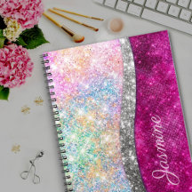 Söt iriserande rosa silver falskt glittermonogram