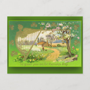 Söt Irish Countryside Illustration Card Vykort