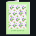 Söt Irish Gaelic Language Hälsning Birthday Hälsningskort<br><div class="desc">Ett mycket söt födelsedagskort med framsidan hälsning på iriska gaeliska och mönster i rosa ros,  gråvit Mock Orange och lila Lavender på vit bakgrund med blek grönt gräns,  från en handmålad vattenfärgsdesign av Judy Adamson. Insidan lämnas tom för ditt eget meddelande.</div>